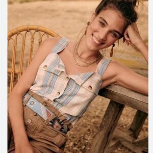 Sezane Samuel Plaid Cotton Top